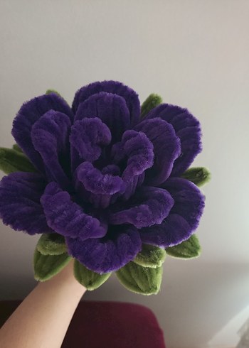 El Yapımı Mor Büyük Tel Gül - Görsel 2