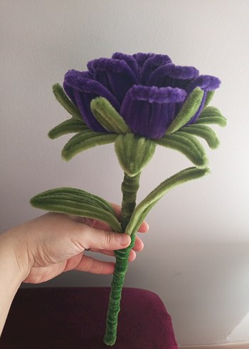 El Yapımı Mor Büyük Tel Gül - Görsel 4