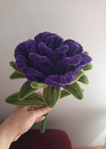 El Yapımı Mor Büyük Tel Gül - Görsel 3