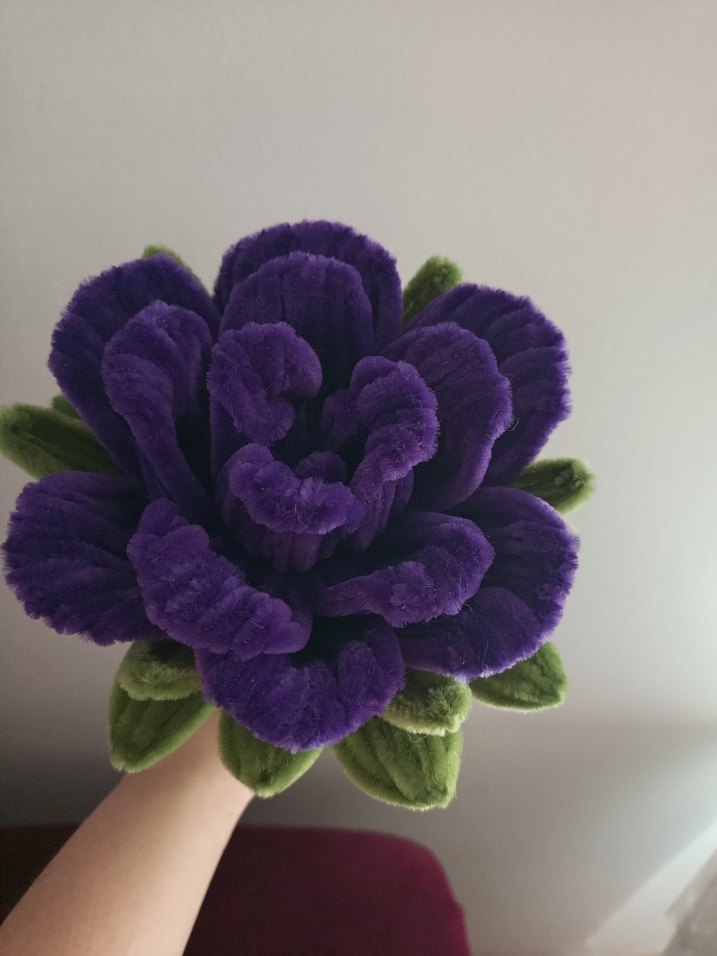 El Yapımı Mor Büyük Tel Gül - Görsel 2