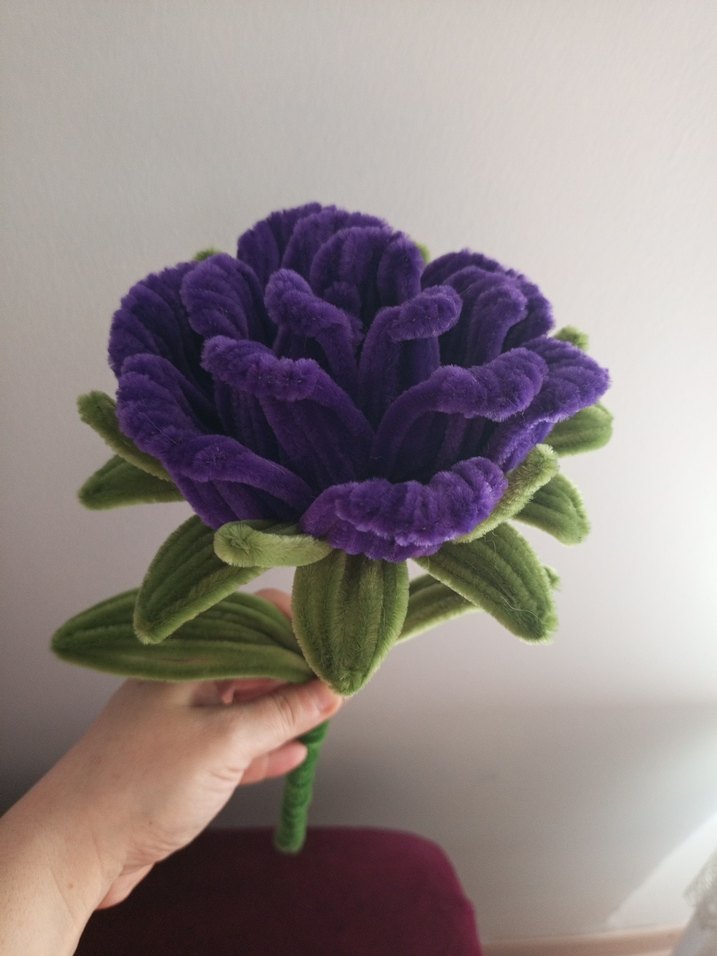 El Yapımı Mor Büyük Tel Gül - Görsel 3