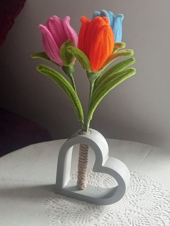 Renkli Çiçekli Kalp Şeklinde Vazo - Görsel 4