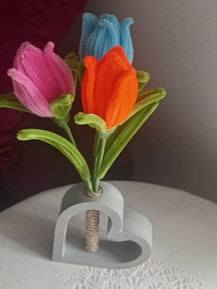 Renkli Çiçekli Kalp Şeklinde Vazo - Görsel 5