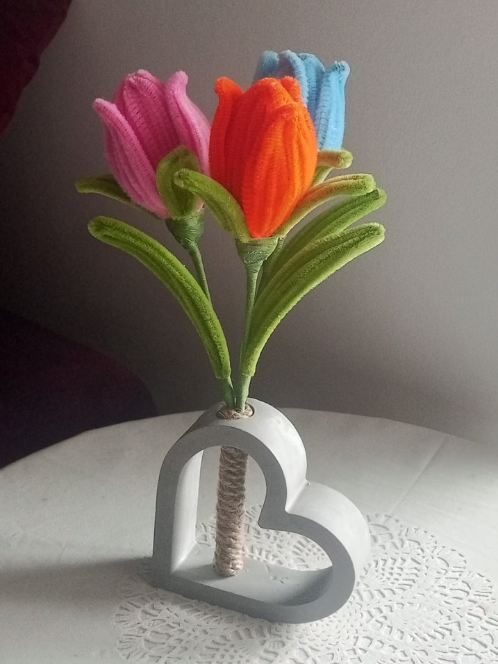 Renkli Çiçekli Kalp Şeklinde Vazo - Görsel 3