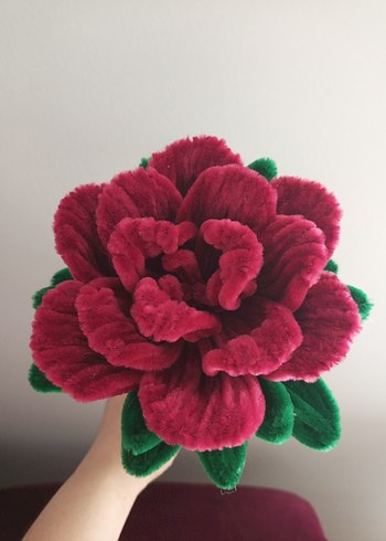 El Yapımı Bordo Büyük Tel Gül - Görsel 2