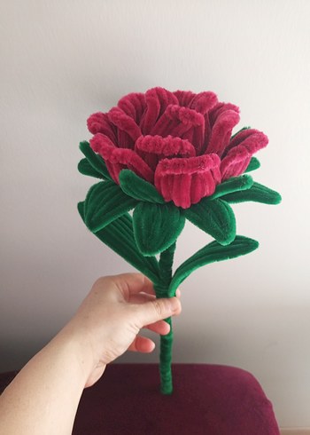 El Yapımı Bordo Büyük Tel Gül - Görsel 4