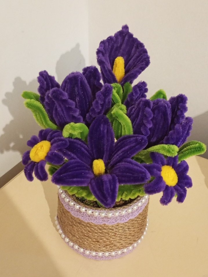 El Yapımı Kadife Çiçekli Bohem Saksı - Görsel 2