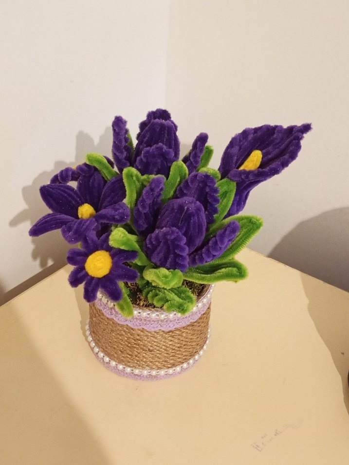 El Yapımı Kadife Çiçekli Bohem Saksı - Görsel 3