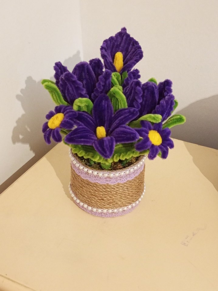 El Yapımı Kadife Çiçekli Bohem Saksı - Görsel 4