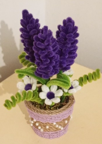 El Yapımı Dekoratif Mor Çiçek Aranjmanı | Oda & Orta Sehpa Süsü - Görsel 3