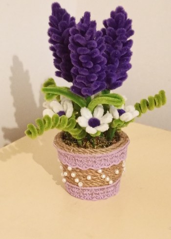 El Yapımı Dekoratif Mor Çiçek Aranjmanı | Oda & Orta Sehpa Süsü - Görsel 2