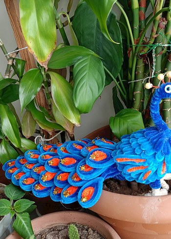 Renkli Mavi Tavus Kuşu Biblo - Görsel 5