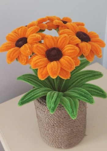 Bohem Tarzı Turuncu Kadife Çiçek Aranjmanı - Görsel 5