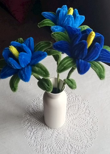 Renkli Mavi Dekoratif Çiçekler - Görsel 4