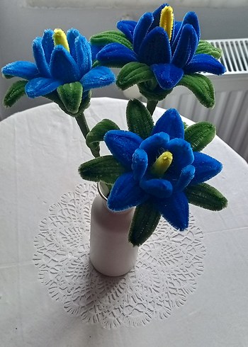 Renkli Mavi Dekoratif Çiçekler - Görsel 5