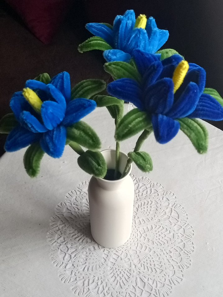 Renkli Mavi Dekoratif Çiçekler - Görsel 4