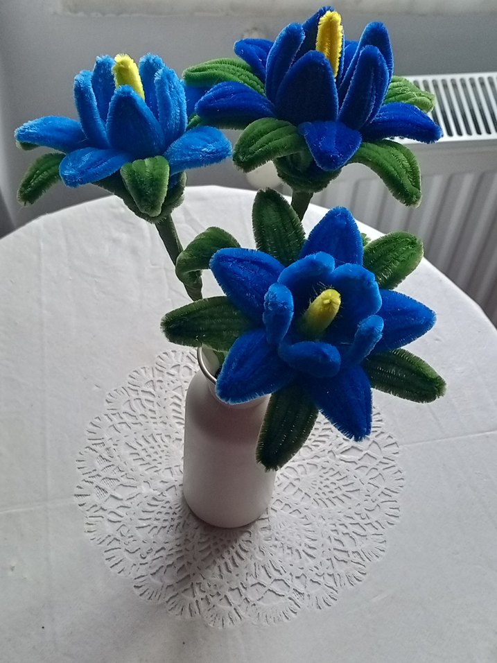 Renkli Mavi Dekoratif Çiçekler - Görsel 5