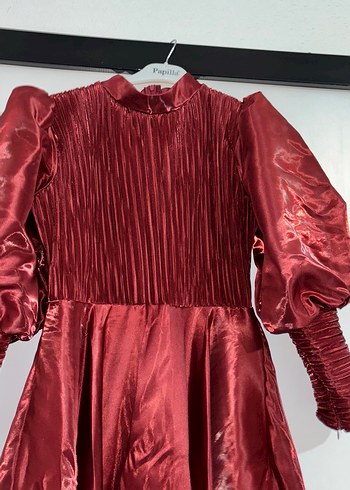 Bordo Uzun Piliseli Kadın Abiye - Görsel 3