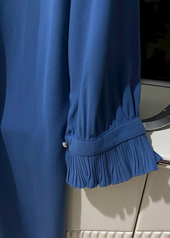 Mavi Uzun Kollu Fırfırlı Tunik - Görsel 3