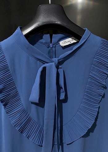 Mavi Uzun Kollu Fırfırlı Tunik - Görsel 2