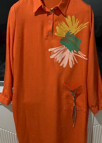 Püsküllü Turuncu Bohem Tunik - Görsel 3