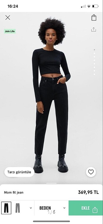 pull and bear siyah mom jeans