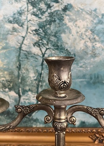 Bej Gri Vintage Şamdan - Görsel 6