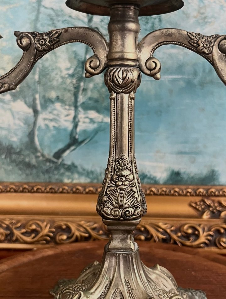 Bej Gri Vintage Şamdan - Görsel 4