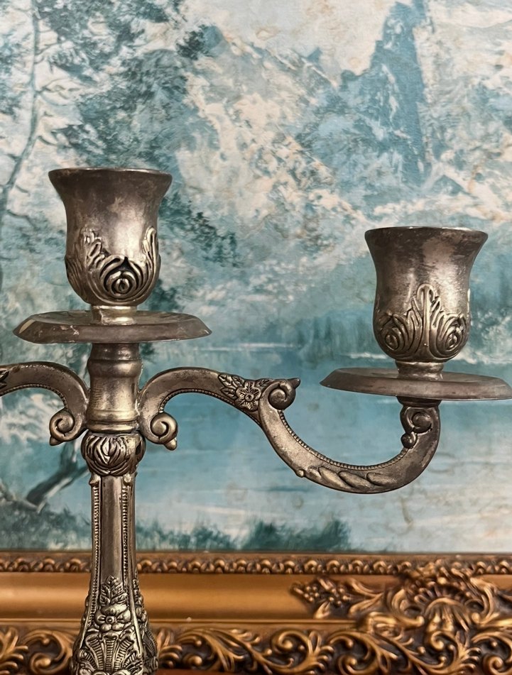 Bej Gri Vintage Şamdan - Görsel 3