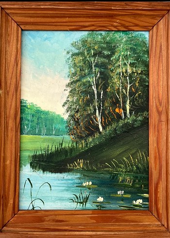 Yeşil Orman ve Göl Manzaralı Tablo - Görsel 5