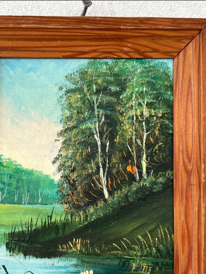 Yeşil Orman ve Göl Manzaralı Tablo - Görsel 2