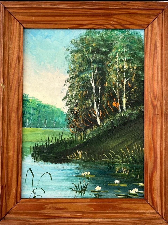 Yeşil Orman ve Göl Manzaralı Tablo - Görsel 5