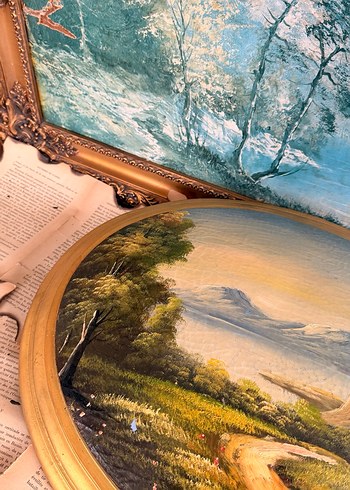 Altın Varaklı Yuvarlak Manzara Tablosu - Görsel 3