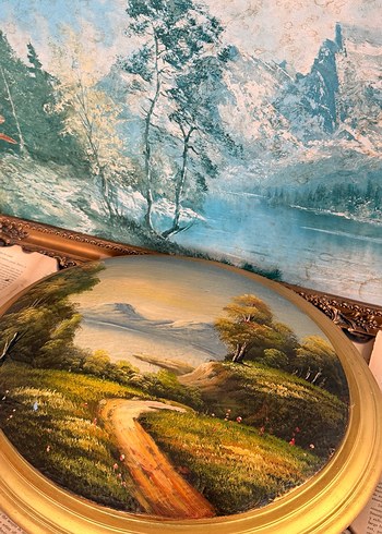 Altın Varaklı Yuvarlak Manzara Tablosu - Görsel 2