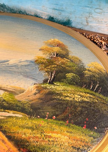 Altın Varaklı Yuvarlak Manzara Tablosu - Görsel 4