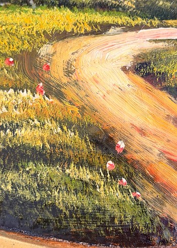 Altın Varaklı Yuvarlak Manzara Tablosu - Görsel 5