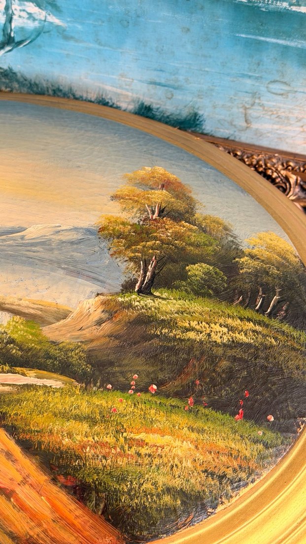 Altın Varaklı Yuvarlak Manzara Tablosu - Görsel 4