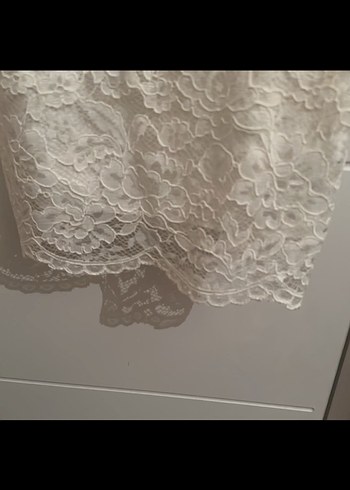 Dantel Mini Beyaz Gelinlik - Görsel 3