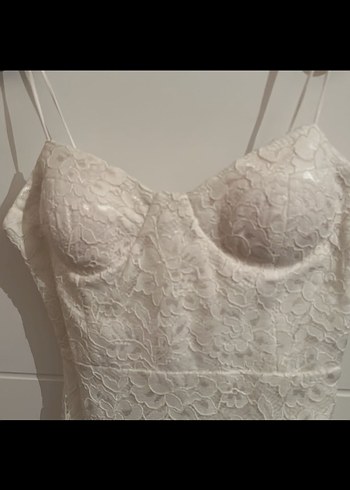 Dantel Mini Beyaz Gelinlik - Görsel 4