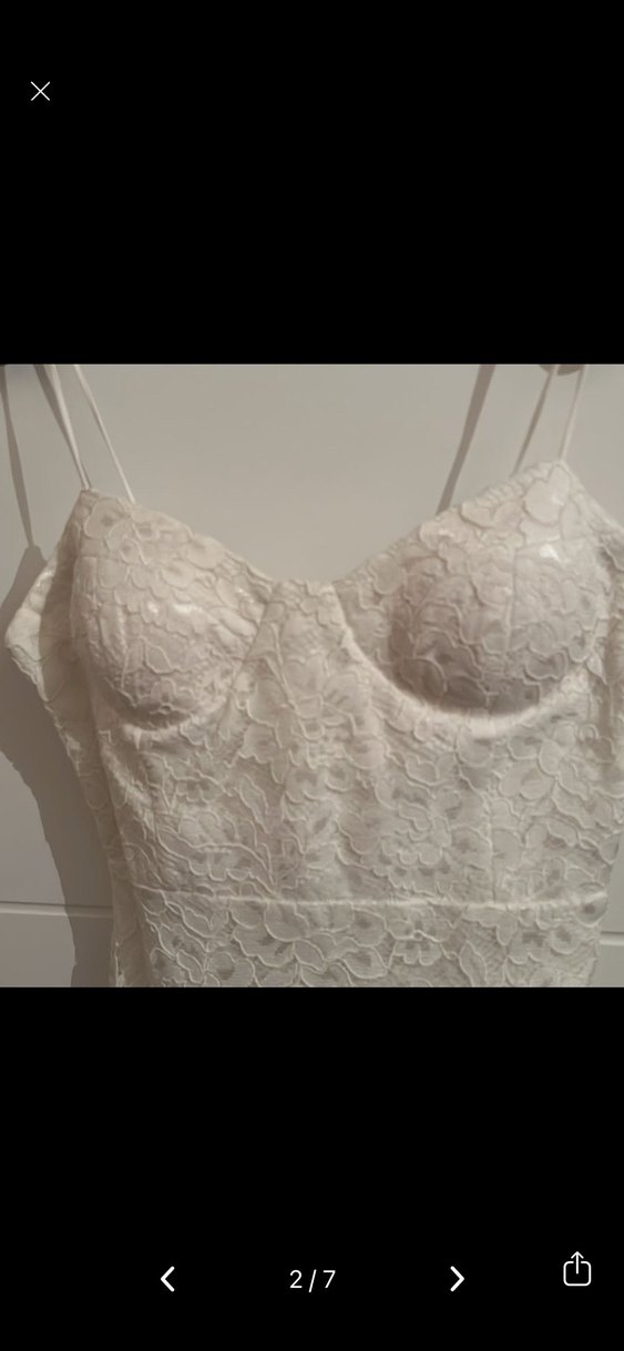 Dantel Mini Beyaz Gelinlik - Görsel 4