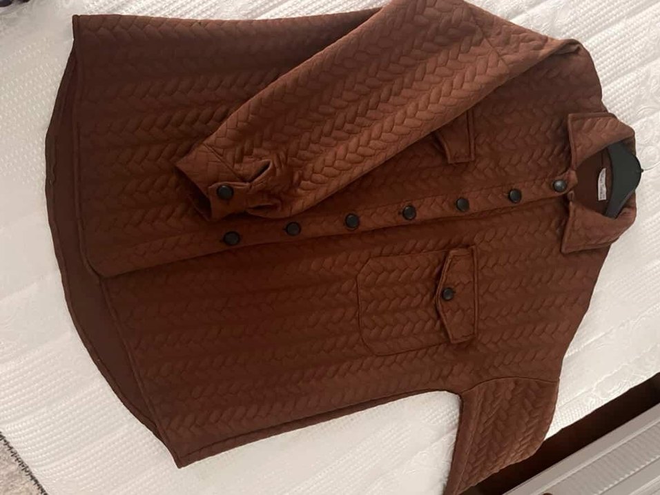Kapitone Kahverengi Overshirt Ceket  Sonbahar/Kış - Görsel 2