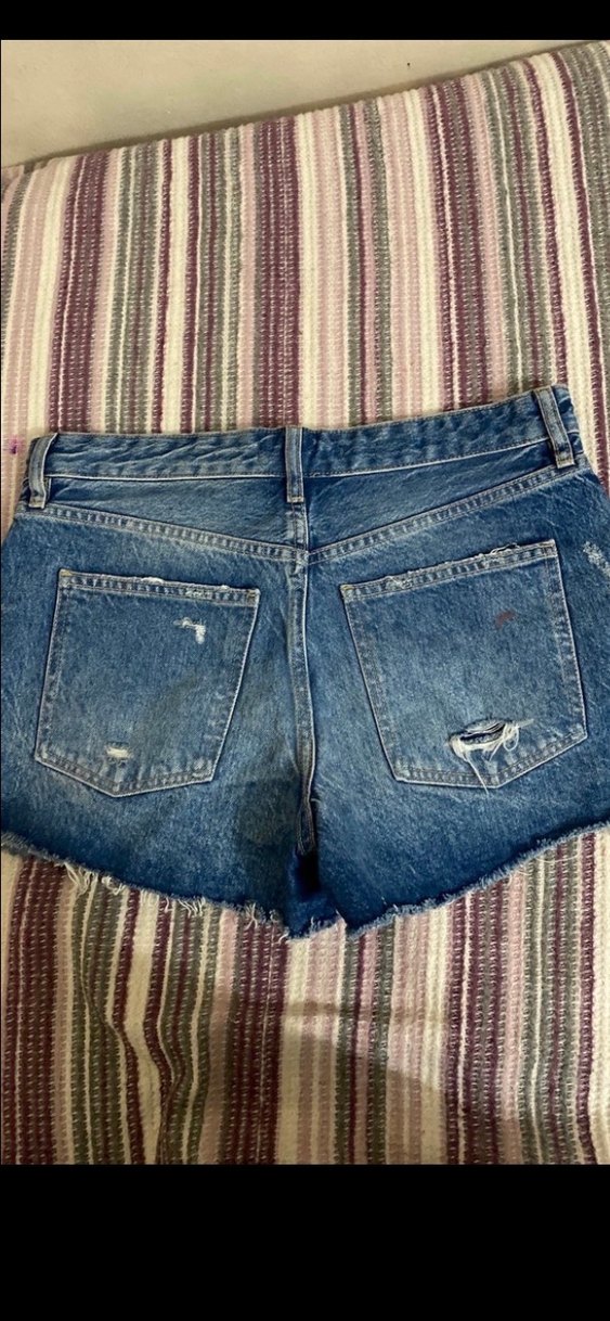 Düğmeli Bağlama Desenli Koyu Mavi Denim Şort - Görsel 2