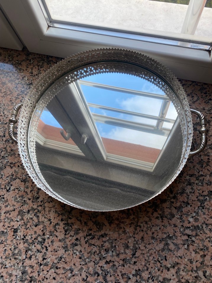 Parlak Yuvarlak Aynalı Tepsi - Görsel 2