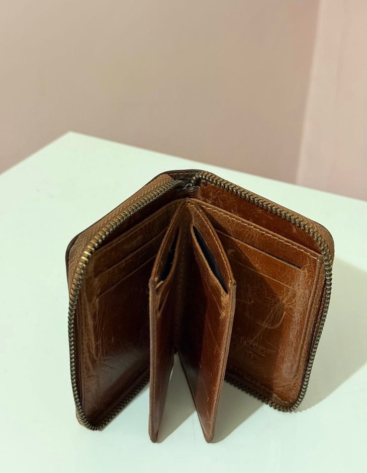 Kahverengi Deri Fermuarlı Erkek Cüzdan - Görsel 2