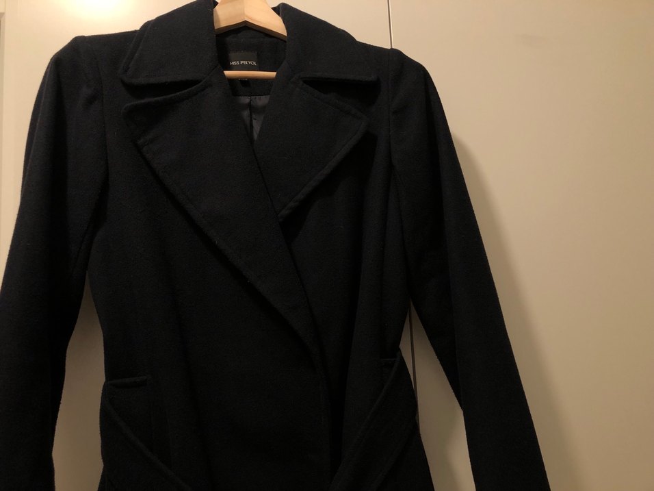 İpekyol Lacivert  Kemerli Uzun Kaban - Görsel 3