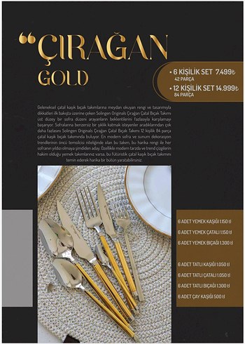 Altın Renkli 6 Parça Çatal Kaşık Bıçak Seti - Görsel 4