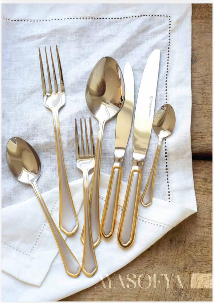 Altın Renkli 6 Parça Çatal Kaşık Bıçak Seti - Görsel 2