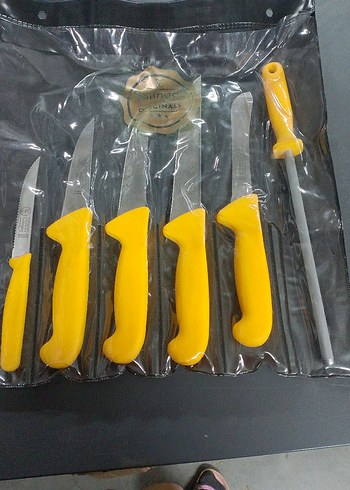 SOLİNGEN ORİJİNAL Sarı Saplı 6 Parça Bıçak Seti ve Bileme Taşı - Görsel 2