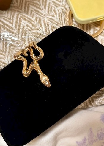 Siyah Süet Yılan Desenli Kadın Abiye Çanta - Görsel 2