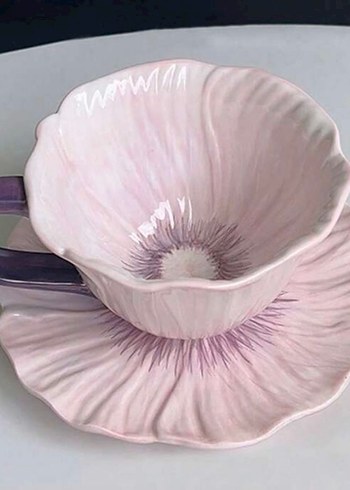 Çiçek Tasarımlı Mor Fincan - Görsel 3